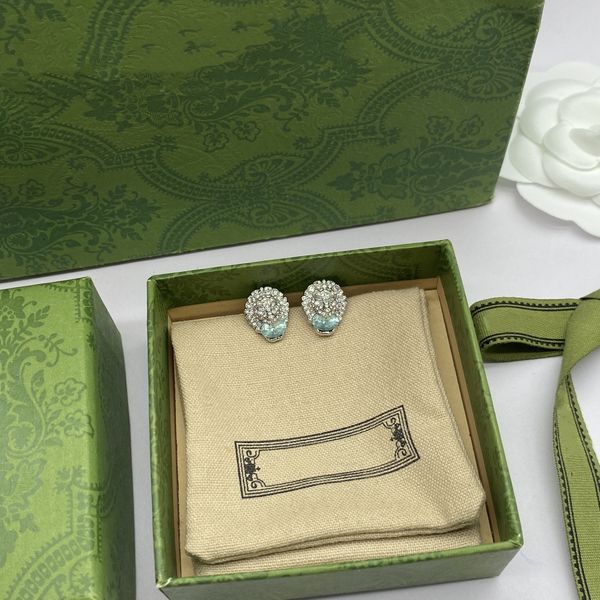 

fashion lion diamond earrings designer charm earrings for woman brass fashion jewelry supply, Golden