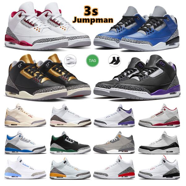 

jumpman 3s basketball shoes mens trainers outdoor sports sneakers 3 fire red pine green cool grey unc court purple laser orange cardinal hal
