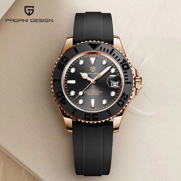 

wristwatches pagani design brand sports men mechanical wristwatch sapphire luxury automatic watch men's stainless steel waterproof cloc, Slivery;brown