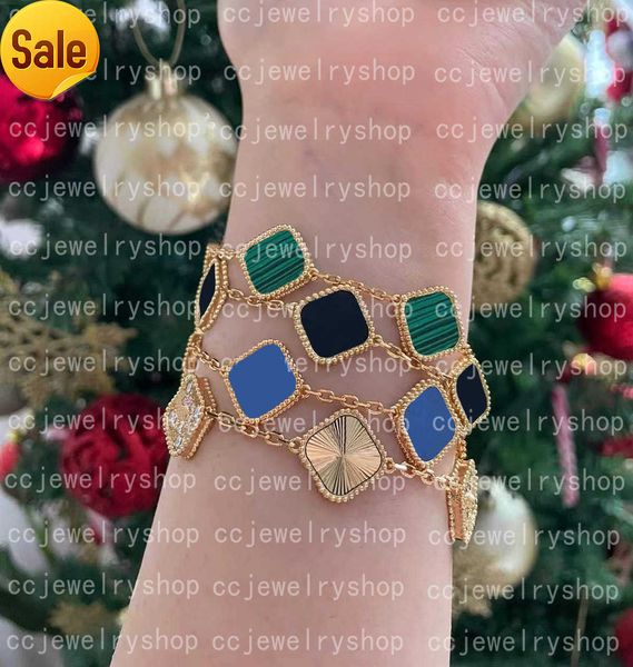 

fashion classic 4/four leaf clover charm bracelets bangle chain 18k gold agate shell mother-of-pearl for women girl wedding mother' day, Golden;silver