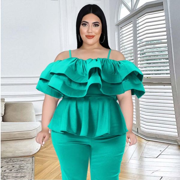 

t-shirt plus size women fashion blouse solid color shoulder off ruffle patchwork short sleeve loose pullover elegant chic ladies blouse, Black