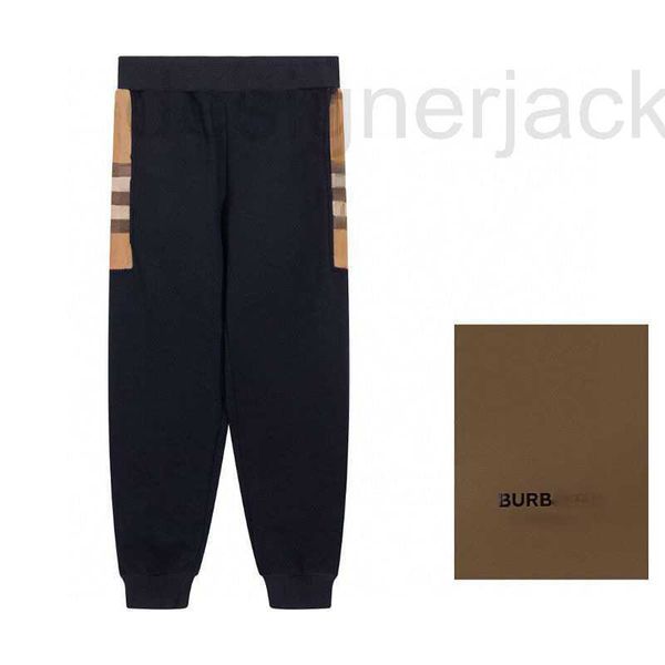 

designer men's pants autumn winter trousers trendy fashion letters plaid contrast printing sports leggings high street couple casual zn, Black