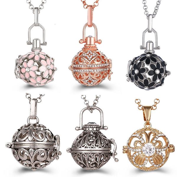 

pendant necklaces mexico chime music angel ball caller locket necklace vintage pregnancy necklace aromatherapy essential oil diffuser access, Silver