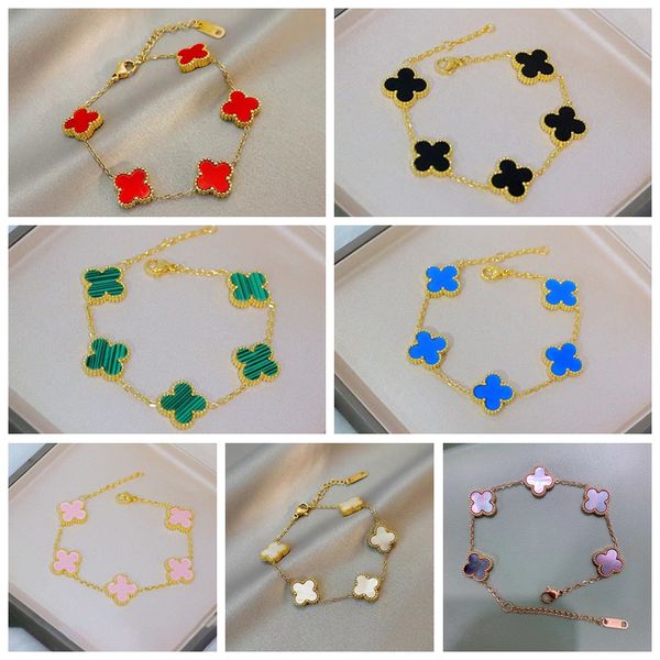 

New Popular Double Side Clover Charm Bracelet Bangle for Women Gift