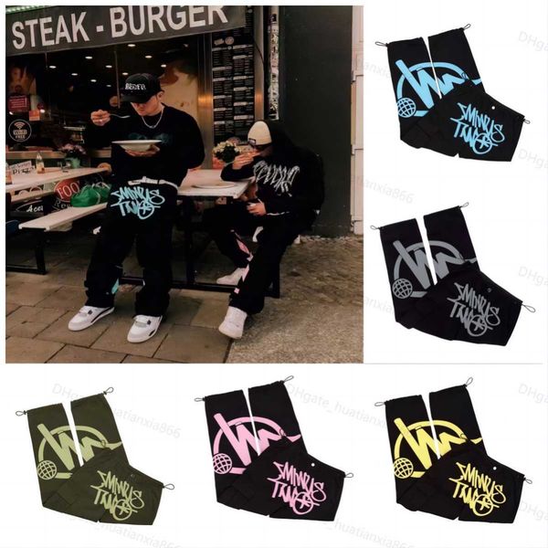 

2023 printed minustwo cargos and spliced cargo pants trendy casual high street trousers minus two hip hop usa fashion spring dz, Black