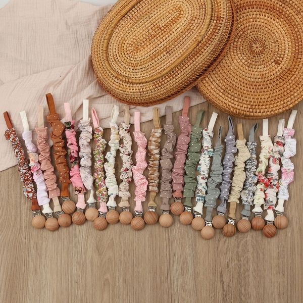 

pacifier holders clips# cotton linen baby clip chain beech wood clips infant dummy teething toys nipple for feeding 230426