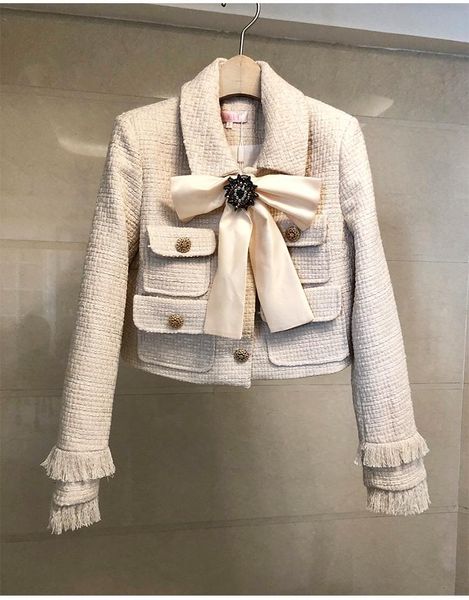 

pants suits women runway luxury designers elegant office ladies formal tweed blazer jacket mini skirt 2 piece set winter outfits, White