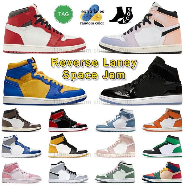 

jumpman 1 skyline basketball shoes mens womens washed pink reverse laney high og chicago lost and found denim starfish mids space jam black