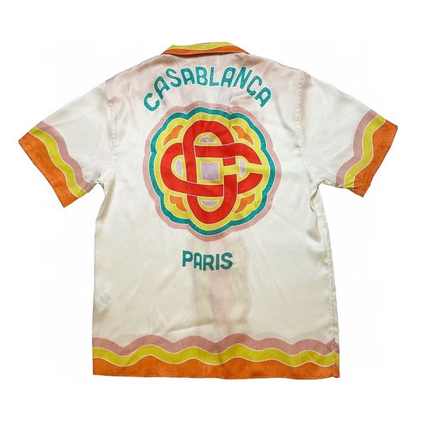 

orange shirt men women 2023ss hawaii beach summer style silk shirts, White;black