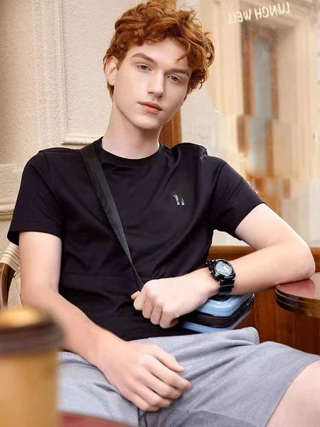

designer men's t-shirt cotton round neck black and white classic multi style wrinkle resistant breathable fashion casual animal embroid, White;black