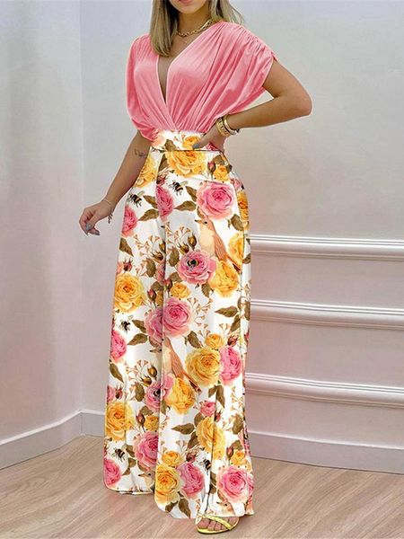 

pants 2022 summer two piece set women fashion vneck bat sleeve printed wideleg pants suit casual two piece set women suits, White