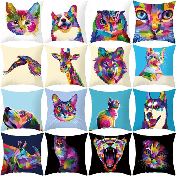 

Funny Love Kiss Cute Cat Pillows Cases for Sofa Home Car Cushion Cover Pillow Covers Decor Short Plush Pillowcase 45x45cm