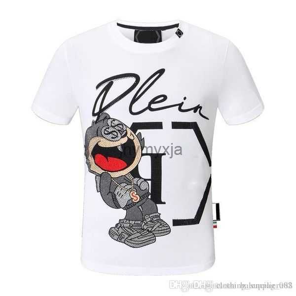 

phillip plain men designer pp skull diamond t shirt short sleeve dollar brown bear brand o-neck skulls tshirt 19 mgok, White;black