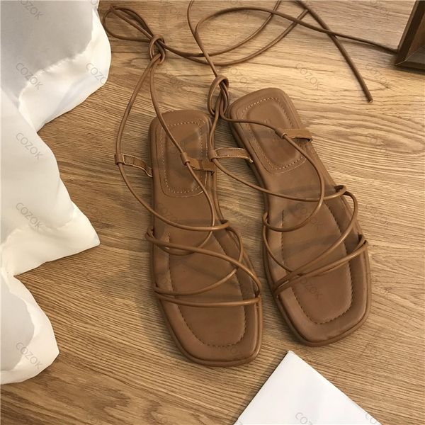 

sandals sandals women summer beach fashion flat casual crosstie open toe fairy style narrow band shoes black rome sandals 230427