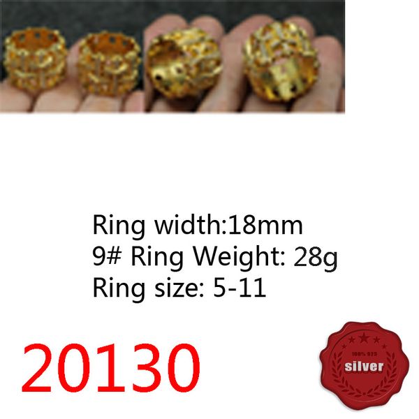 

20130 fashion ring s925 sterling silver gold plated diamond cross letter handsome personality simple couple european and american finger dec