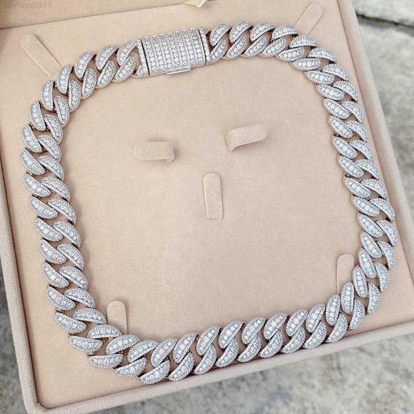 

custom jewelry men fashion hip hop diamond moissanite gold filled rose gold white gold cuban link chain, Silver