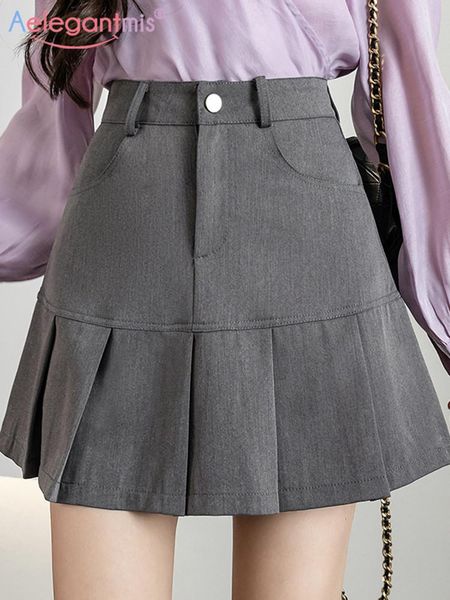

dresses aelegantmis high waist a line pleated skirts women irregular fashion korean style elegant skirt ladies solid chic uniform lolita, White;black