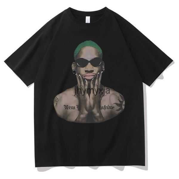 

men's t-shirts the worm dennis rodman graphic print t-shirt regular men hip hop fashion tee man womens crewneck quality basketball boy, White;black