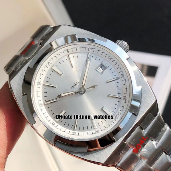 

gdf new watch overseas 4500v/110a-b126 miyota 8215 automatic mens watch 41mm silver dial stainless steel bracelet luminous gents sport watch, Slivery;brown