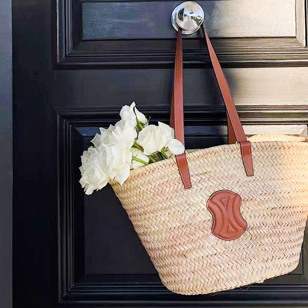 

fashion triomphe beach bags straw weave raffia celins womens luxury shoulder clutch crossbody bucket totes bags large capacity handbags desi