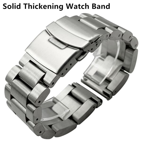 

watch bands solid thickening 55mm 316l stainless steel bands silver 22mm 24mm 26mm metal band strap wrist es bracelet 230426, Black;brown