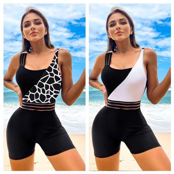 

swimsuit 2023 new women's one piece solid splice plate with flat corner