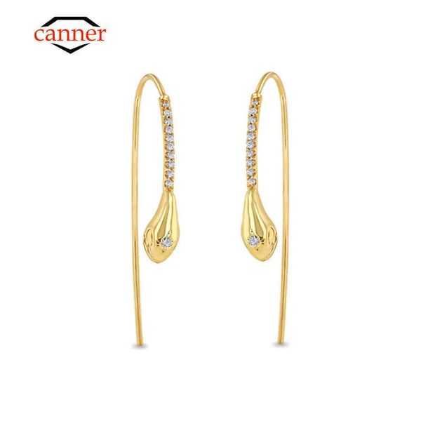 

stud canner 925 sterling silver fashion personality tassel cobra stud earrings for women gold pierced earring jewelry gift pendientes w0427, Golden;silver
