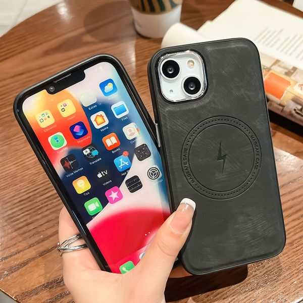 

magsafe leather phone case for iphone 11 12 13 14 pro max 7 8 14 plus x xr xs max wireless charge magnetic case silicone covers