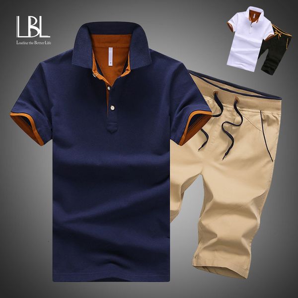 

men's tracksuits summer men sports sets casual men's short-sleeve polo shirtshorts 2 piece running fitness suit male tracksuit 230, Gray
