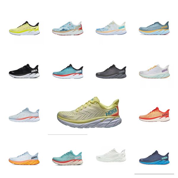 

hoka bondi 8 clifton athletic shoes runner hokas carbon x2 triple black white light blue outdoor sports designer trainers lifestyle shock ab