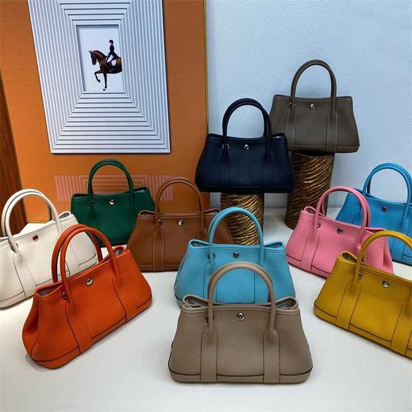 

garden party designer totes leather bag togo leather high set handmade bucket bag fashion women's handbag versatile simple leather bag
