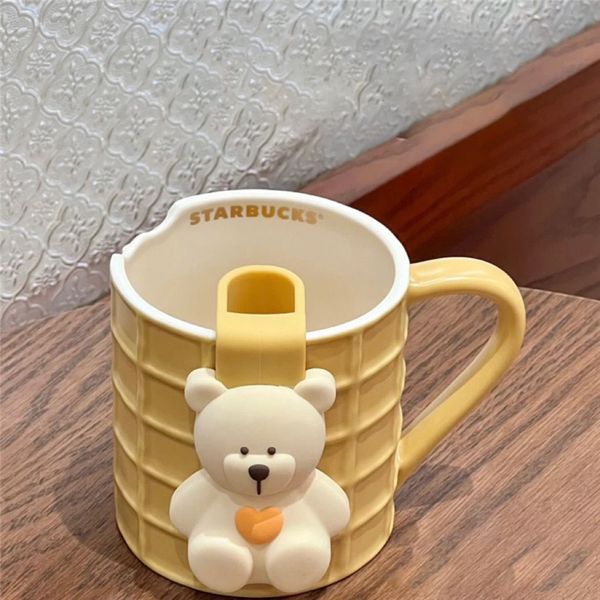

starbucks cup valentine's day gift donut waffles little bear mark water cup