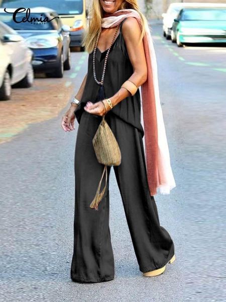 

pants celmia summer satin glossy camisole and high waist wide leg pants suits casual loose pant sets streetwear fashion 2 piece sets, White