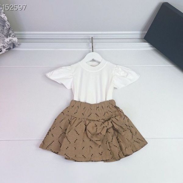 

kids clothing sets toddlers girls clothes summer luxury tshirts short skirt tracksuit children outfits short sleeve shirt sportsuit baby, White