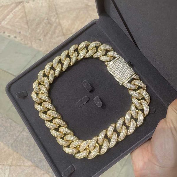 

custom made iced out hip hop gra certificate pass diamond tester vvs moissanite rose gold cuban link chain, Silver