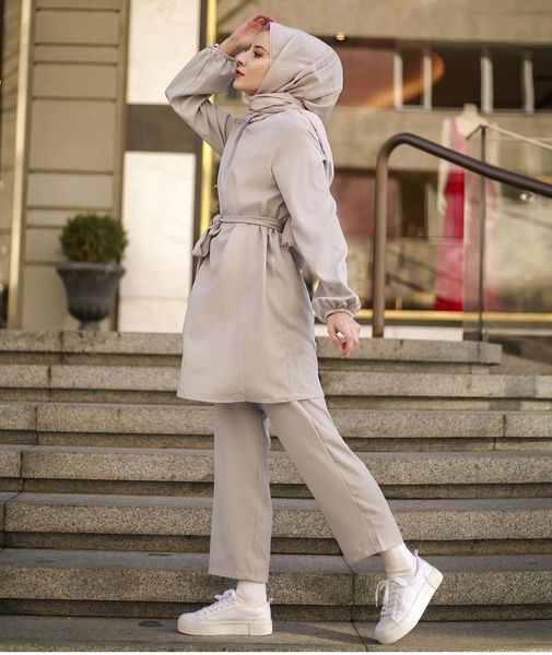

dress muslim two piece set women ramadan laceup abaya turkey dubai hijab prayer dress wide leg pants kaftan moroccan muslim clothes, White