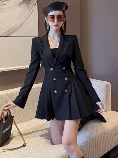 

pants blazer dress female longsleeved suit dress spring and autumn dress women casual office clothes 2022 fashion designer dress, White