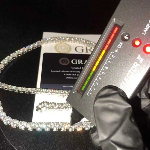 

wholesale iced out hip hop 925 sterling silver 6.5mm gold vvs moissanite diamond tennis chain necklace