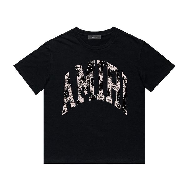 

short sleeve genuine leather letter embroidery colorful speckle graffiti letter banner print fog high street fashion brand t-shirt, White;black