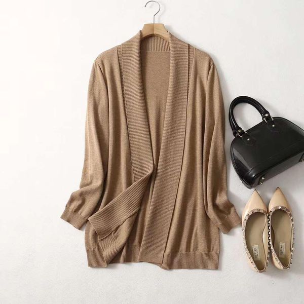 

sweaters 64%silk blending winter cardigans fall 2021 knitted cardigan women silk blending knitting sweater plus size sweaters long sleeve, White;black