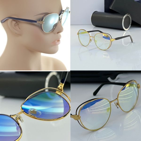 

High quality sunglasses designed by noble metal designer luxurious and elegant Oculos de sol for women oval metal frame snake clasp with broken diamonds BV6087