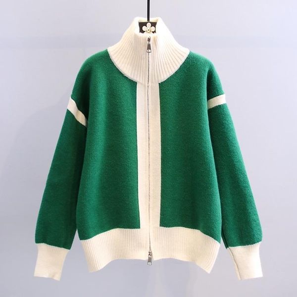 

sweaters spring autumn cardigan sweater coat women's turtleneck long sleeve knitting sweaters coats korea style oversize cardigans fema, White;black
