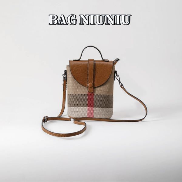 

waist bags mini casual canvas crossbody ladies bag leather zipper mobile phone bag luxury check handbag small shoulder bag 230426