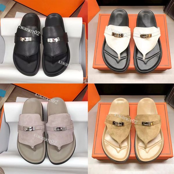 

designer slippers empire sandals leather flip flops metal buckle slides suede slipper black white rubber sandal flat slipper platform slippe