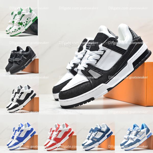 

designer flat sneaker virgil trainer casual shoes denim canvas leather lace up abloh white black green letter overlays fashion platform mens