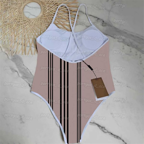 

womens striped 2023 swimsuit burbrerysvintage one piece padded swimwear summer beach pool party bathing suit, Black