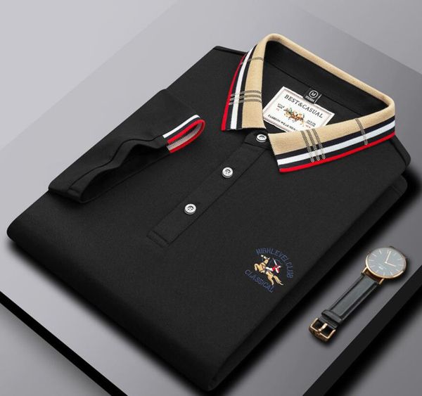 

luxury brand men's polo shirt 2023 new lapel letter embroidery men t-shirt european business casual men's clothing, White;black