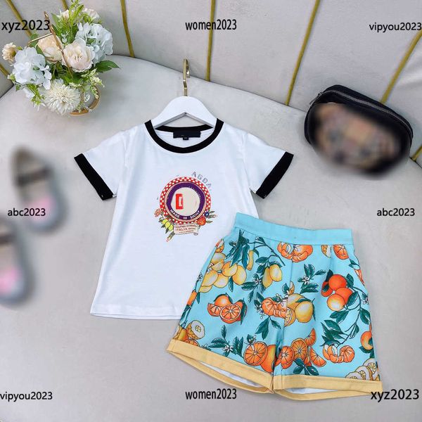 

designer baby set baby girl summer shorts sets t-shirt suit 2-piece round neck t-shirt and floral printed shorts ing, White