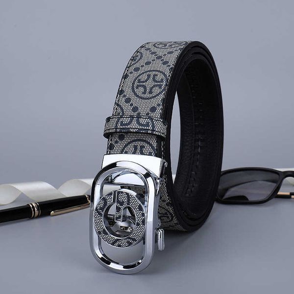 

suspenders business men's fashion layer cowhide versatile simple alloy automatic buckle leather casual belt for men, Black;brown