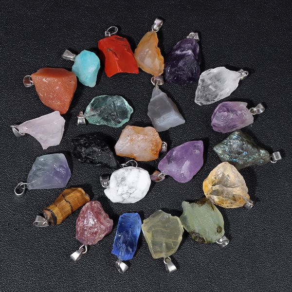 

pendant necklaces 5pcslot natural stone pendant irregular rough quartz crystal energy charms for jewery making earrings necklace diy accesso, Silver